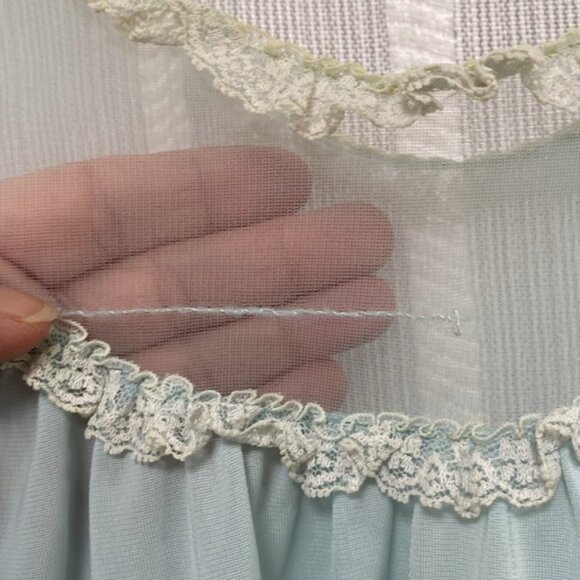 Vintage Pandora Lingerie 2 Pc‎ Set Mint Blue Green Sheer Lace Nylon Size M - Picture 6 of 13